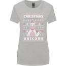 Funny Christmas Unicorn Pattern Womens Wider Cut T-Shirt Sports Grey