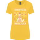 Funny Christmas Unicorn Pattern Womens Wider Cut T-Shirt Yellow