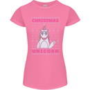 Funny Christmas Unicorn Womens Petite Cut T-Shirt Azalea