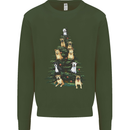 Funny Dog Christmas Tree Mens Sweatshirt Jumper Forest Green