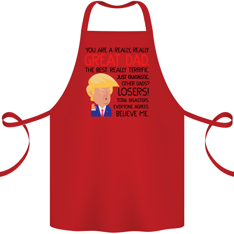 Funny Donald Trump Fathers Day Dad Daddy Cotton Apron 100% Organic Red