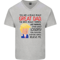 Funny Donald Trump Fathers Day Dad Daddy Mens V-Neck Cotton T-Shirt Sports Grey