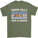 Funny Equestrian Horse Pills Mens T-Shirt 100% Cotton Military Green