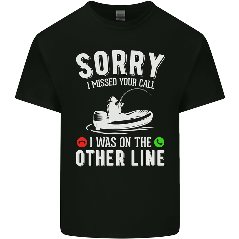 Funny Fishing Fisherman On the Other Line Mens Cotton T-Shirt Tee Top Black