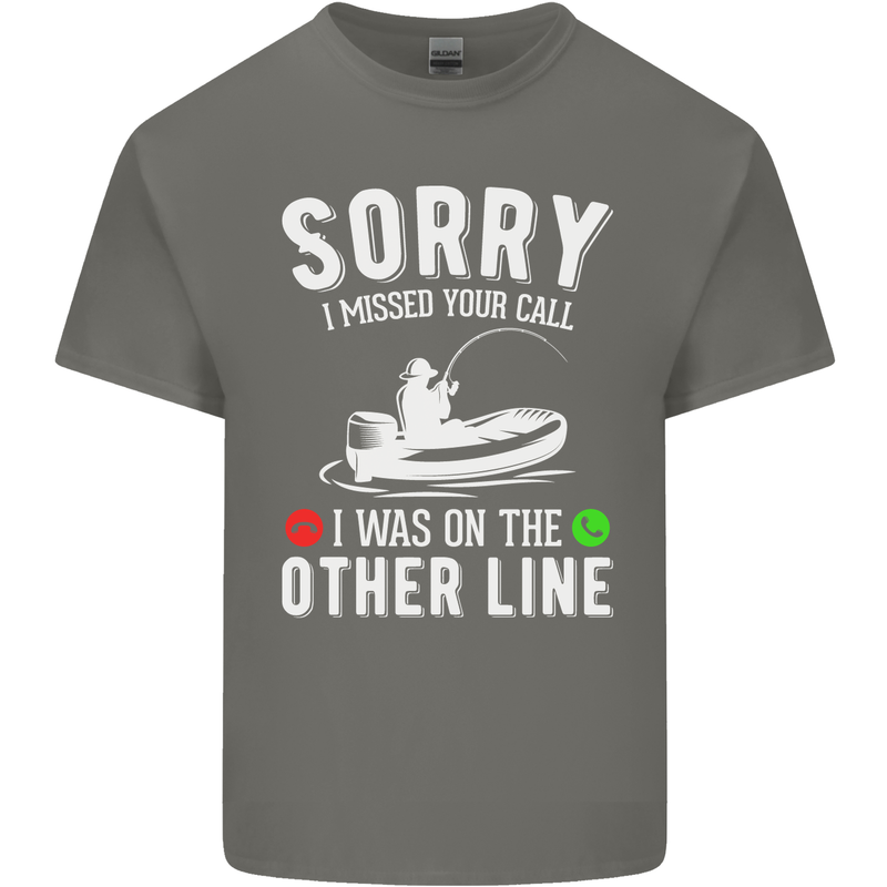 Funny Fishing Fisherman On the Other Line Mens Cotton T-Shirt Tee Top Charcoal