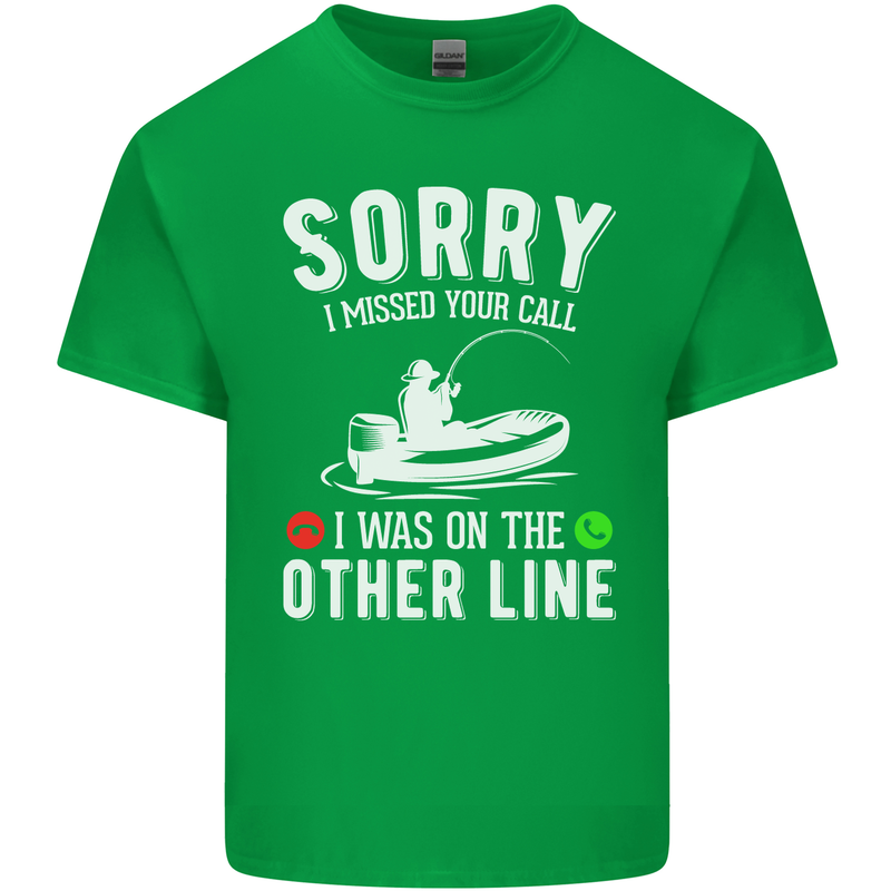 Funny Fishing Fisherman On the Other Line Mens Cotton T-Shirt Tee Top Irish Green