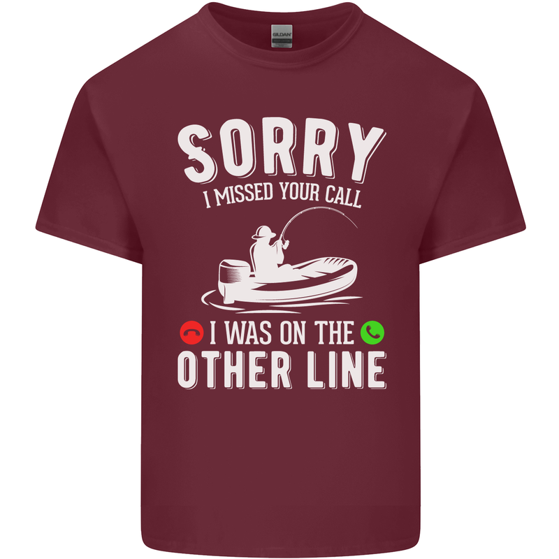 Funny Fishing Fisherman On the Other Line Mens Cotton T-Shirt Tee Top Maroon