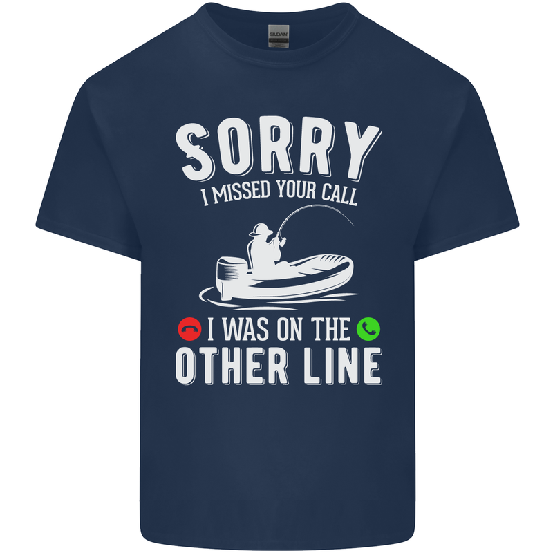 Funny Fishing Fisherman On the Other Line Mens Cotton T-Shirt Tee Top Navy Blue