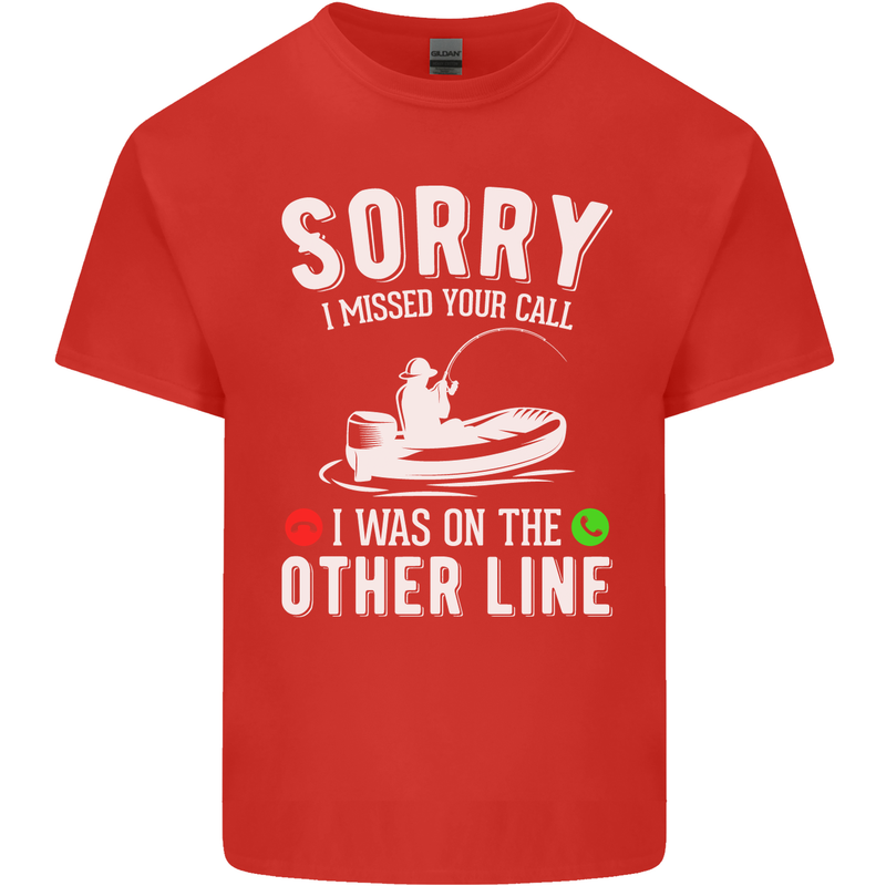 Funny Fishing Fisherman On the Other Line Mens Cotton T-Shirt Tee Top Red