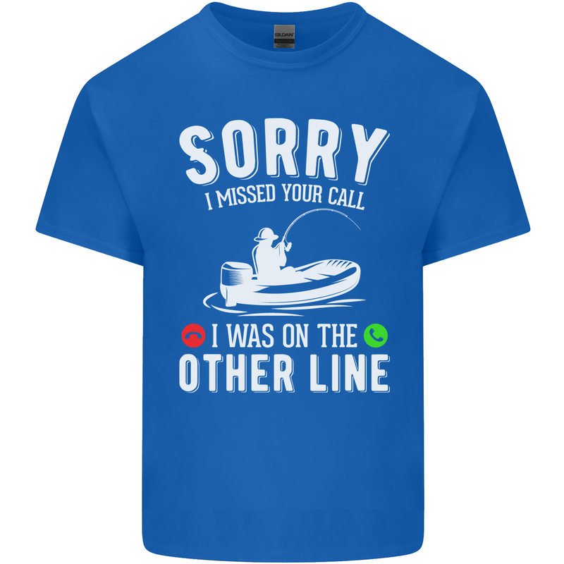 Funny Fishing Fisherman On the Other Line Mens Cotton T-Shirt Tee Top Royal Blue