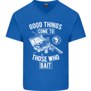 Funny Fishing Those Who Bait Fisherman Mens V-Neck Cotton T-Shirt Royal Blue