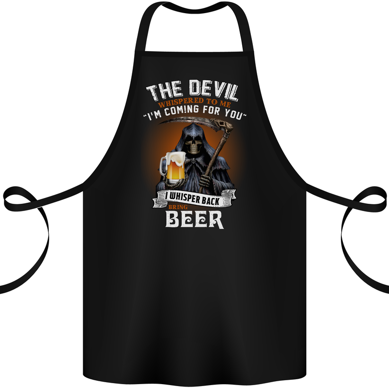 Funny Grim Reaper Devil With Beer Alcohol Cotton Apron 100% Organic Black