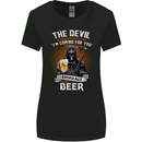 Funny Grim Reaper Devil With Beer Alcohol Womens Wider Cut T-Shirt Black