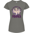 Funny Halloween Alcohol Vodka Spirit Ghost Womens Petite Cut T-Shirt Charcoal