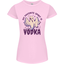 Funny Halloween Alcohol Vodka Spirit Ghost Womens Petite Cut T-Shirt Light Pink