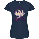 Funny Halloween Alcohol Vodka Spirit Ghost Womens Petite Cut T-Shirt Navy Blue