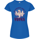 Funny Halloween Alcohol Vodka Spirit Ghost Womens Petite Cut T-Shirt Royal Blue
