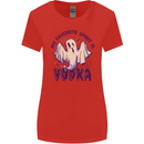 Funny Halloween Alcohol Vodka Spirit Ghost Womens Wider Cut T-Shirt Red