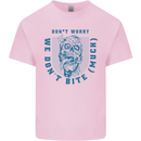 Funny Halloween Zombie We Dont Bite Much Mens Cotton T-Shirt Tee Top Light Pink