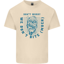 Funny Halloween Zombie We Dont Bite Much Mens Cotton T-Shirt Tee Top Natural
