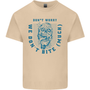 Funny Halloween Zombie We Dont Bite Much Mens Cotton T-Shirt Tee Top Sand