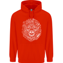 Funny Hipster Lion Childrens Kids Hoodie Bright Red