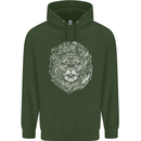 Funny Hipster Lion Childrens Kids Hoodie Forest Green