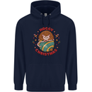 Funny Hoggy Christmas Hedgehog Mens 80% Cotton Hoodie Navy Blue