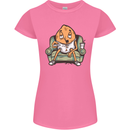 Funny Lazy Couch Potato Watchng TV Womens Petite Cut T-Shirt Azalea