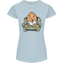 Funny Lazy Couch Potato Watchng TV Womens Petite Cut T-Shirt Light Blue
