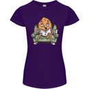 Funny Lazy Couch Potato Watchng TV Womens Petite Cut T-Shirt Purple