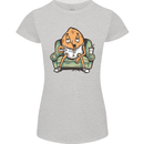 Funny Lazy Couch Potato Watchng TV Womens Petite Cut T-Shirt Sports Grey