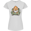 Funny Lazy Couch Potato Watchng TV Womens Petite Cut T-Shirt White