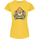 Funny Lazy Couch Potato Watchng TV Womens Petite Cut T-Shirt Yellow