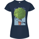 Funny Lettuce Hot Air Balloon Womens Petite Cut T-Shirt Navy Blue