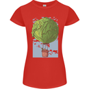 Funny Lettuce Hot Air Balloon Womens Petite Cut T-Shirt Red