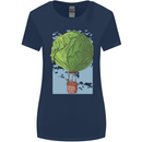 Funny Lettuce Hot Air Balloon Womens Wider Cut T-Shirt Navy Blue