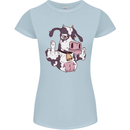 Funny Offensive Rude Cow Finger Flip Womens Petite Cut T-Shirt Light Blue