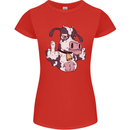 Funny Offensive Rude Cow Finger Flip Womens Petite Cut T-Shirt Red
