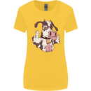 Funny Offensive Rude Cow Finger Flip Womens Wider Cut T-Shirt Yellow
