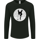 Funny Rock n Roll Salute Rabbit Silhouette Mens Long Sleeve T-Shirt Black