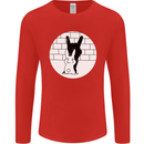 Funny Rock n Roll Salute Rabbit Silhouette Mens Long Sleeve T-Shirt Red
