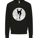 Funny Rock n Roll Salute Rabbit Silhouette Mens Sweatshirt Jumper Black