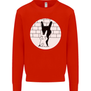 Funny Rock n Roll Salute Rabbit Silhouette Mens Sweatshirt Jumper Bright Red