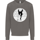 Funny Rock n Roll Salute Rabbit Silhouette Mens Sweatshirt Jumper Charcoal