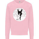 Funny Rock n Roll Salute Rabbit Silhouette Mens Sweatshirt Jumper Light Pink