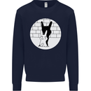 Funny Rock n Roll Salute Rabbit Silhouette Mens Sweatshirt Jumper Navy Blue