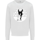Funny Rock n Roll Salute Rabbit Silhouette Mens Sweatshirt Jumper White