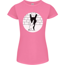 Funny Rock n Roll Salute Rabbit Silhouette Womens Petite Cut T-Shirt Azalea
