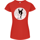 Funny Rock n Roll Salute Rabbit Silhouette Womens Petite Cut T-Shirt Red